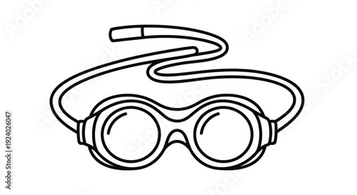 Swim goggles with strap on white background diving equipment for swimming and water sports