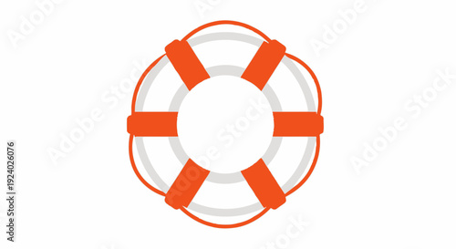Graphic illustration of a white and orange life preserver buoy isolated