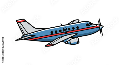 Cartoon airplane illustration isolated on white background for travel and transport