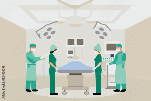 Surgical team preparing a patient in a modern operating room setting