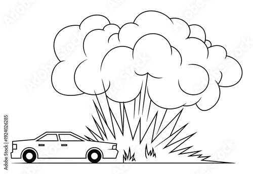 Car Explosion Smoke Cloud Vector Illustration