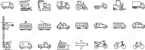 Premium transportation icons for modern projects and lineart designs  