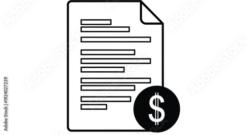 Invoice template with dollar sign on a document finance and payment concept