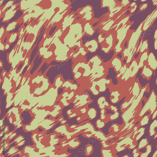 3 colors ghostly blurred vector leopard jaguar animal skin seamless pattern, modern abstract animal print design with soft faded edges and ethereal diffusion effect, elegant hybrid leopard and jaguar 