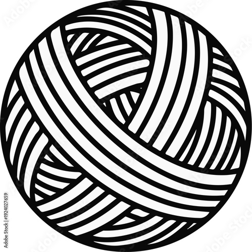Stylized spherical object composed of interweaving lines