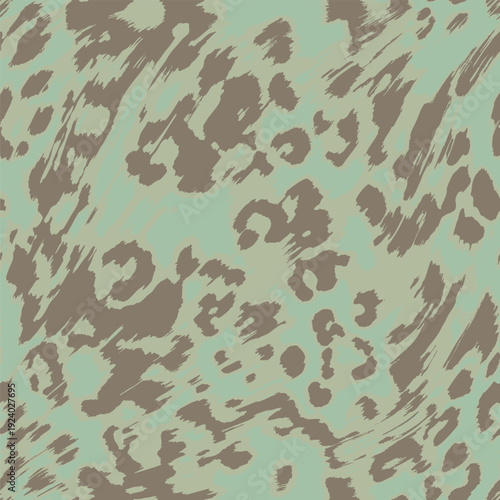 3 colors ghostly blurred vector leopard jaguar animal skin seamless pattern, modern abstract animal print design with soft faded edges and ethereal diffusion effect, elegant hybrid leopard and jaguar 