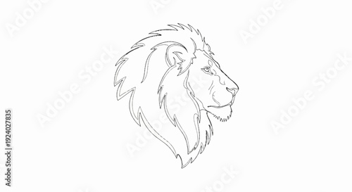 Stylized line art profile of a majestic lion's head with flowing mane (1)