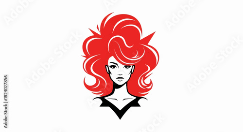 Stylized portrait of a woman with voluminous red hair