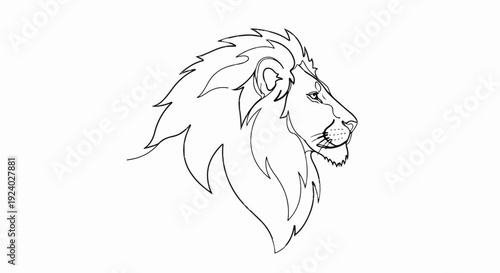 Stylized line art profile of a lion's head and mane