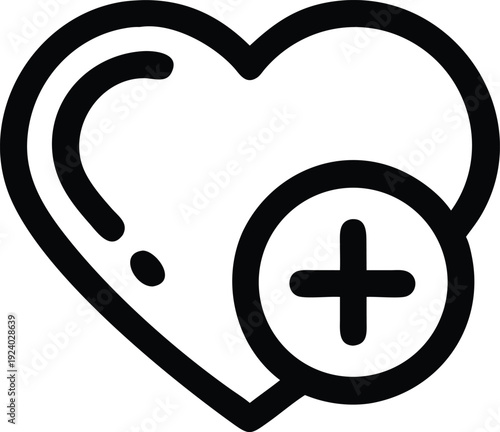 Add heart symbol displays black outline that conveys love and positivity in design