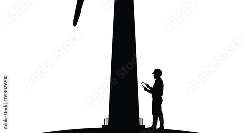 Technician Wind Turbine Silhouette