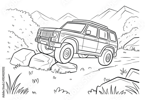 Off-Road SUV 4x4 Vehicle Adventure Vector Illustration