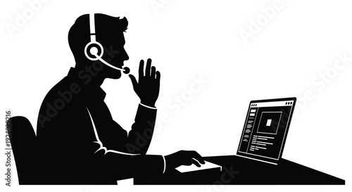 Call Center Operator Headset Silhouette