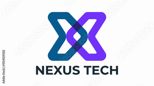 A bold logo featuring intertwined shapes representing connectivity and technology, encapsulating the essence of innovation, synergy, and modern tech solutions in sleek design.