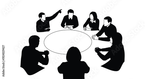 Team Meeting Round Table Silhouette