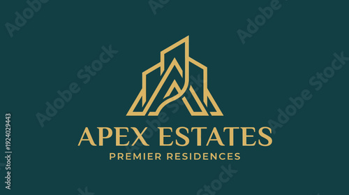 This image features a bold logo representing stylized peaks, symbolizing luxury and grand living, perfect for upscale real estate brands or premier housing developments.