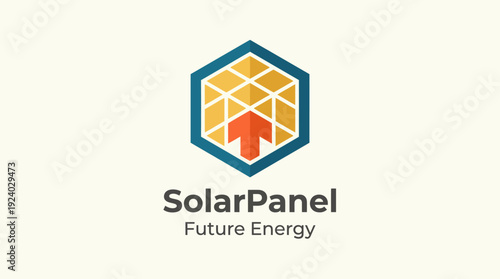An innovative logo design depicting a solar panel motif, representing renewable energy and sustainability, ideal for promoting future-oriented energy solutions.