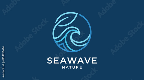 Obraz na płótnie A modern logo design featuring waves and leaves, symbolizing the connection between nature and water, promoting environmental awareness and sustainability