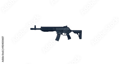 firearm, rifle, assault, gun, weapon, cartoon, illustration, isolated, white, military, combat, army, tactical, shooter, battle, defense, war, ammo, magazine, barrel, trigger, stock, sight, modern, au