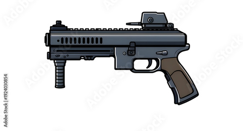 rifle, gun, assault, weapon, firearm, cartoon, illustration, isolated, white, military, combat, army, tactical, shooter, battle, defense, war, ammo, magazine, barrel, trigger, stock, sight, modern, au