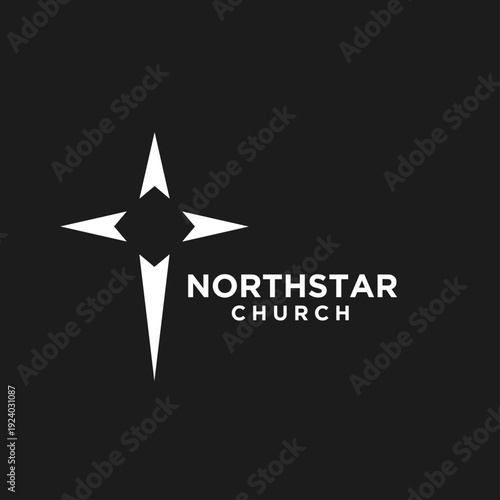 Northstar Church logo featuring a modern, minimalist compass star symbol on a black background