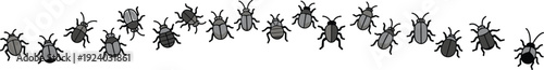 Beetle Insect Silhouette Collection, Hand Drawn Bug Icons Set For Nature And Entomology Design, vector illustration
