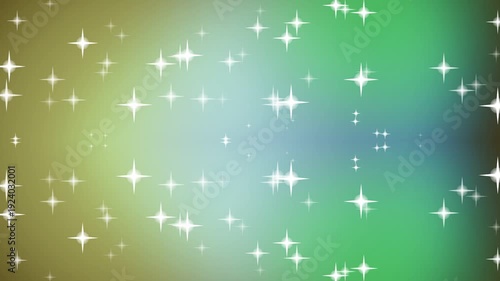 Shining Stars on Green Gradient Background.