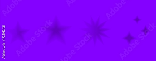 Y2k stars with smooth halftone effect set. Bling and twinkles gradation with bitmap. Grainy noise star with gradient for retro design. Dithering sparkles isolated on purple background.