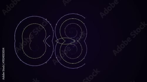 Minimalist Digital Number Eight Animation Loop.