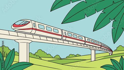 A train on a track through the landscape