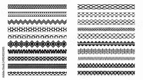 Collection of ornate black and white lace border patterns and designs
