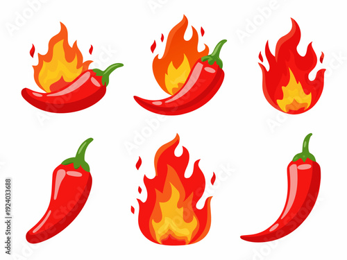 Fiery red chili peppers with flames a vibrant and spicy illustration