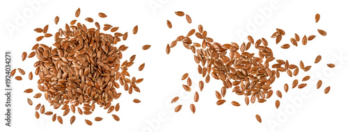 flaxseed isolated on white background. Top view. Flat lay