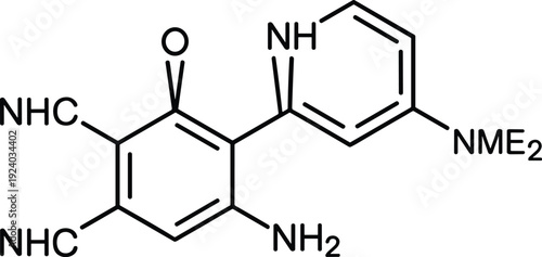 Chemical molecular structure formula illustration, organic chemistry compound diagram with nitrogen and amine groups scientific vector isolated on light background