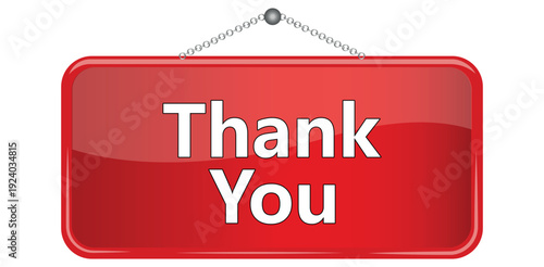 Express gratitude with a vibrant red hanging sign saying Thank You perfect for acknowledging support showing