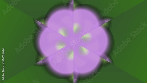 Purple Flower Animation on Green Background.
