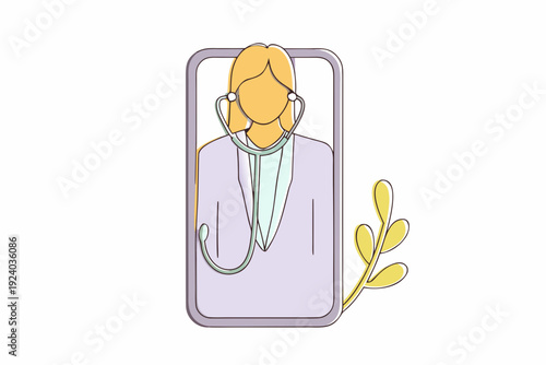 Telemedicine consultation a doctor appears on a smartphone screen