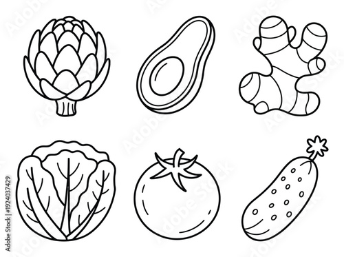 Set of Hand Drawn Vegetables Vector Illustration