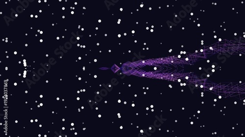 Purple Nebula in Starry Night Sky.