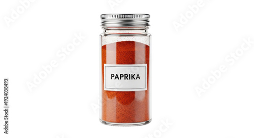 Photo-realistic 3D Render of a Paprika Spice Jar, a Culinary Essential, Isolated on a Black Background, for Food and Cooking Concepts
