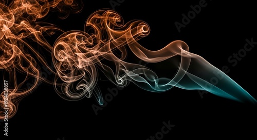 Dynamic Smoke Swirls in Orange and Cyan