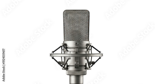 Professional Photo-realistic Studio Condenser Microphone for Audio Recording, Music Production, Podcasting, and Broadcasting on Black Background