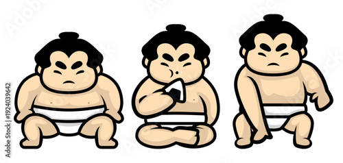 Set of cute Sumo mascot designs.