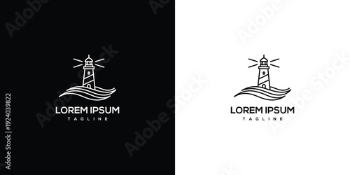 Lighthouse Logo Design - Nautical Beacon Sea Ocean Guidance.