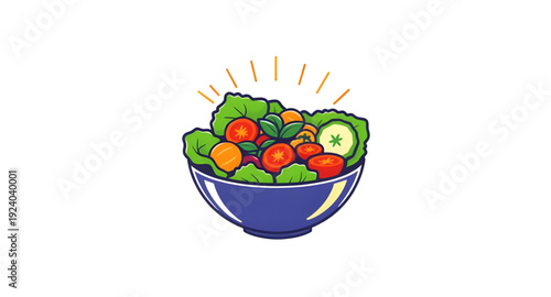 salad, bowl, food, cartoon, illustration, healthy, fresh, vegetable, greens, lettuce, tomato, cucumber, carrot, meal, diet, nutrition, vegan, vegetarian, organic, natural, lunch, cuisine, cooking, kit