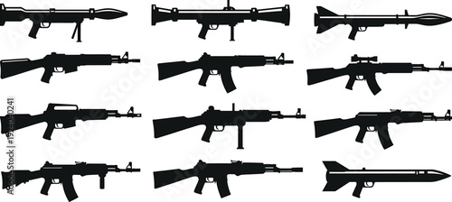 Silhouette of various rifles and guns in black and white rifle silhouette gun silhouette black and white guns