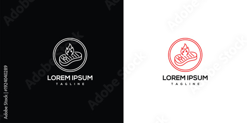 Steak Logo Design - Meat Grill Fire Food Branding.