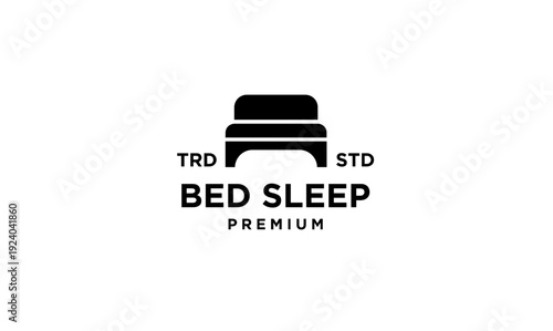 Minimalist Bed Sleep Premium Logo Design, Modern Mattress and Comfort Brand Icon