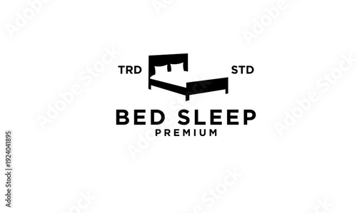 Minimalist Bed Sleep Premium Logo Design with Black Bed Icon and Typography