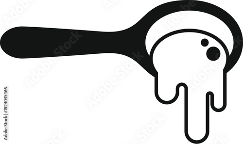 Ladle pouring a thick liquid or sauce, suitable for cooking or kitchen concepts